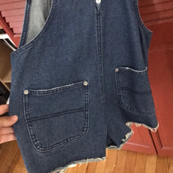 Distressed Short Denim Overalls - Picture 4 of 4